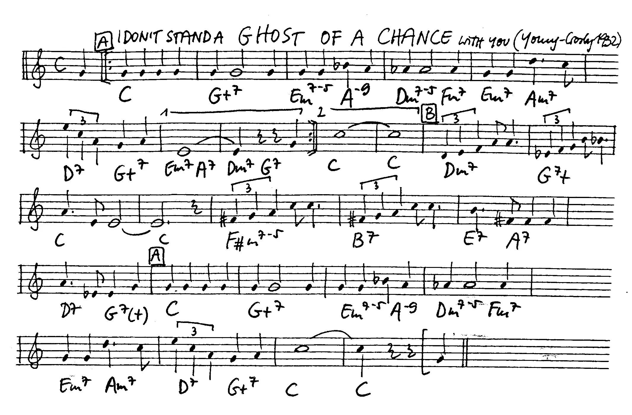 ghost of a chance free jazz leadsheet - Courtesy of the Jungle Jazz Band
